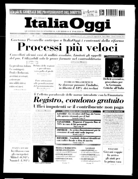 Italia oggi : quotidiano di economia finanza e politica